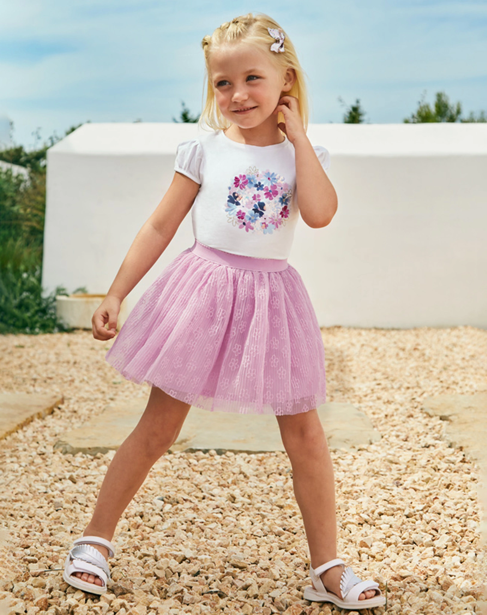 Tüll-Rock-Set ALBA FLOWERS mit T-Shirt in malve
