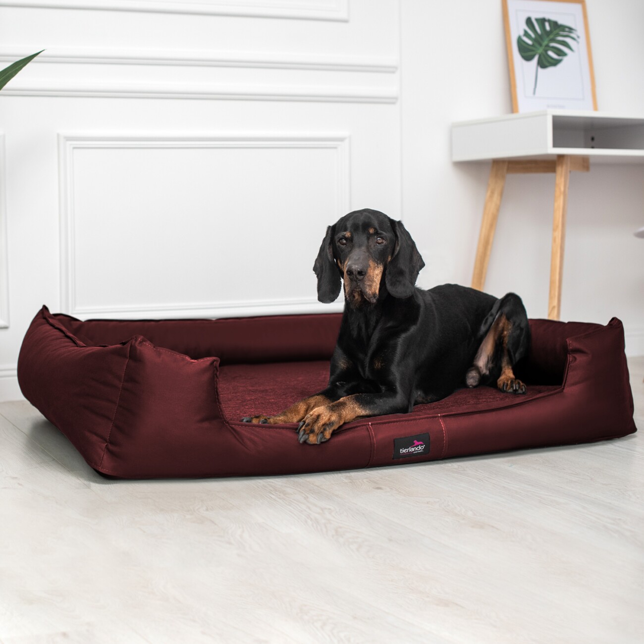Tierlando GOOFY - Orthopädisches Hundebett aus Polyester inkl. Matratzenschoner bordeaux 90 cm, 22 cm, 75 cm