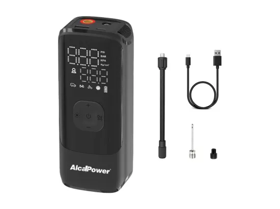 Mini compresseur portable pour voiture et vélo 150 PSI 3 en 1 Compresseur, PowerBank et torche