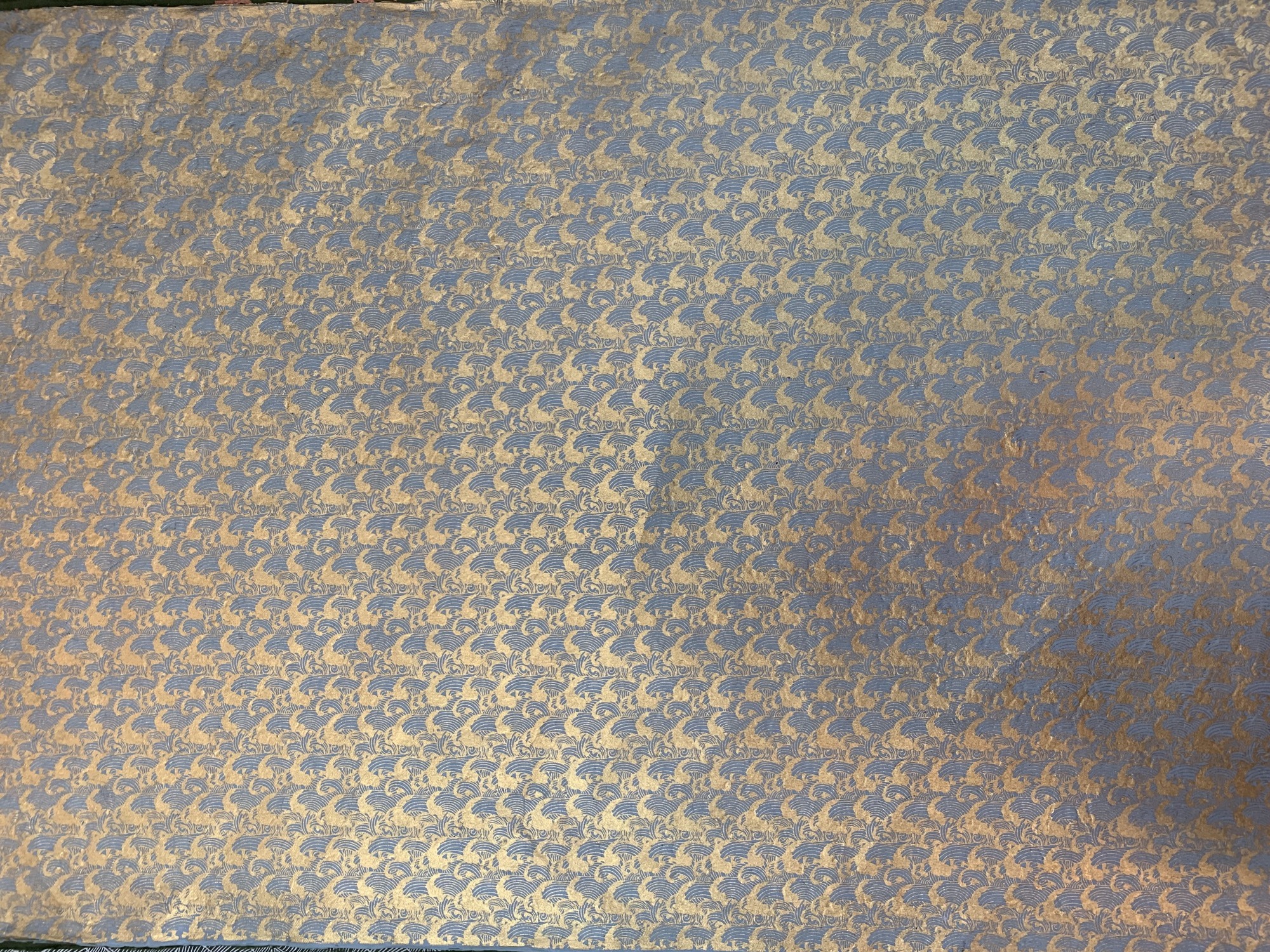 Geschenkpapier 'Wellen' blau-gold, B 76 cm, L 51 cm günstig bestellen