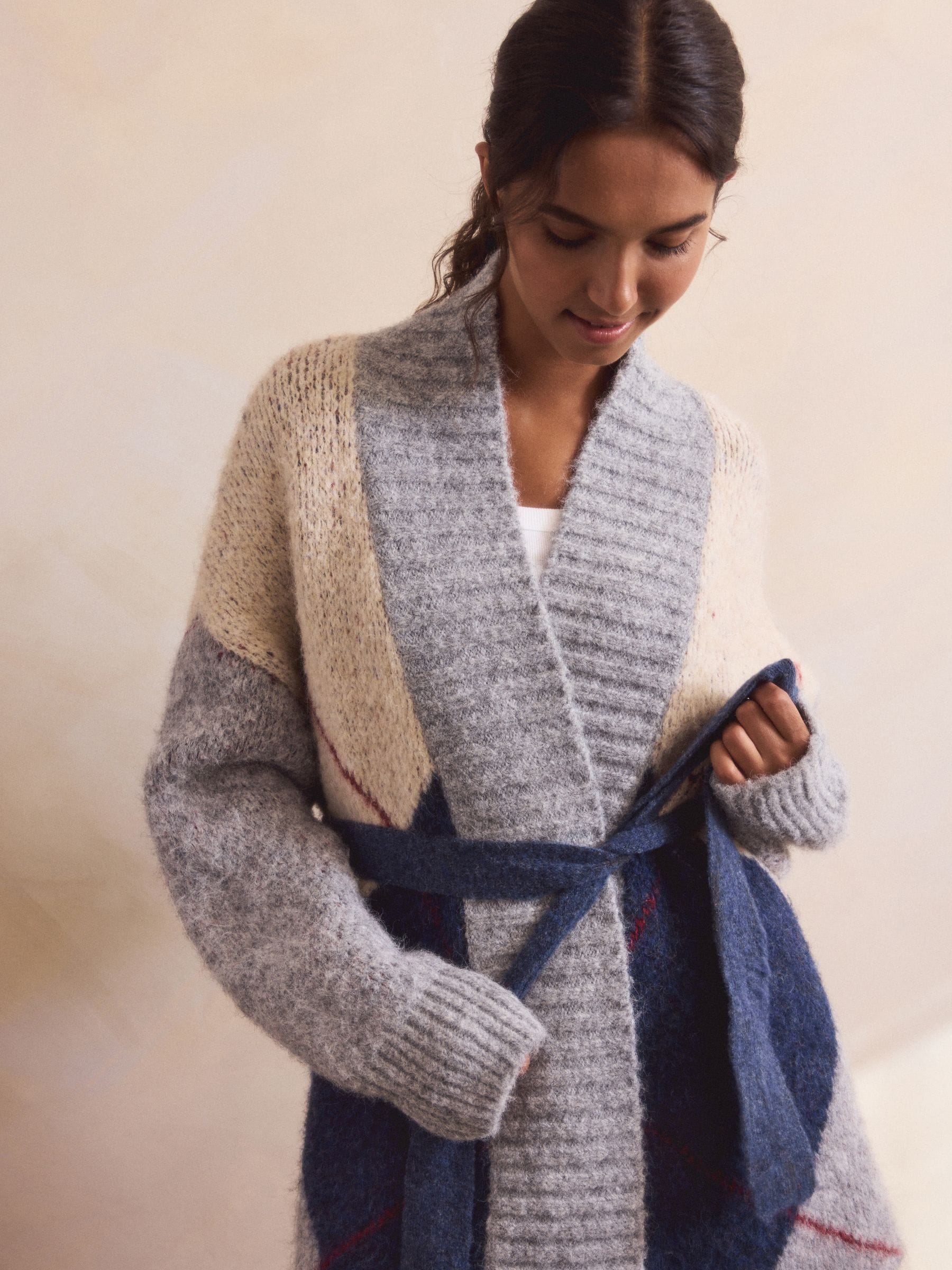 Blauw - Wrap Tie Cardigan