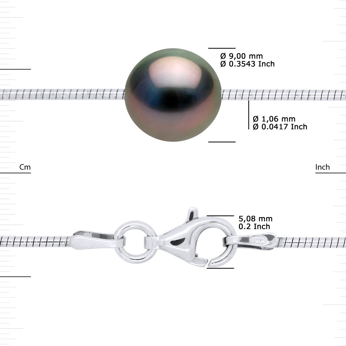 Collier OMEGA 3 Perles de Tahiti Rondes 9-10 mm Argent 925