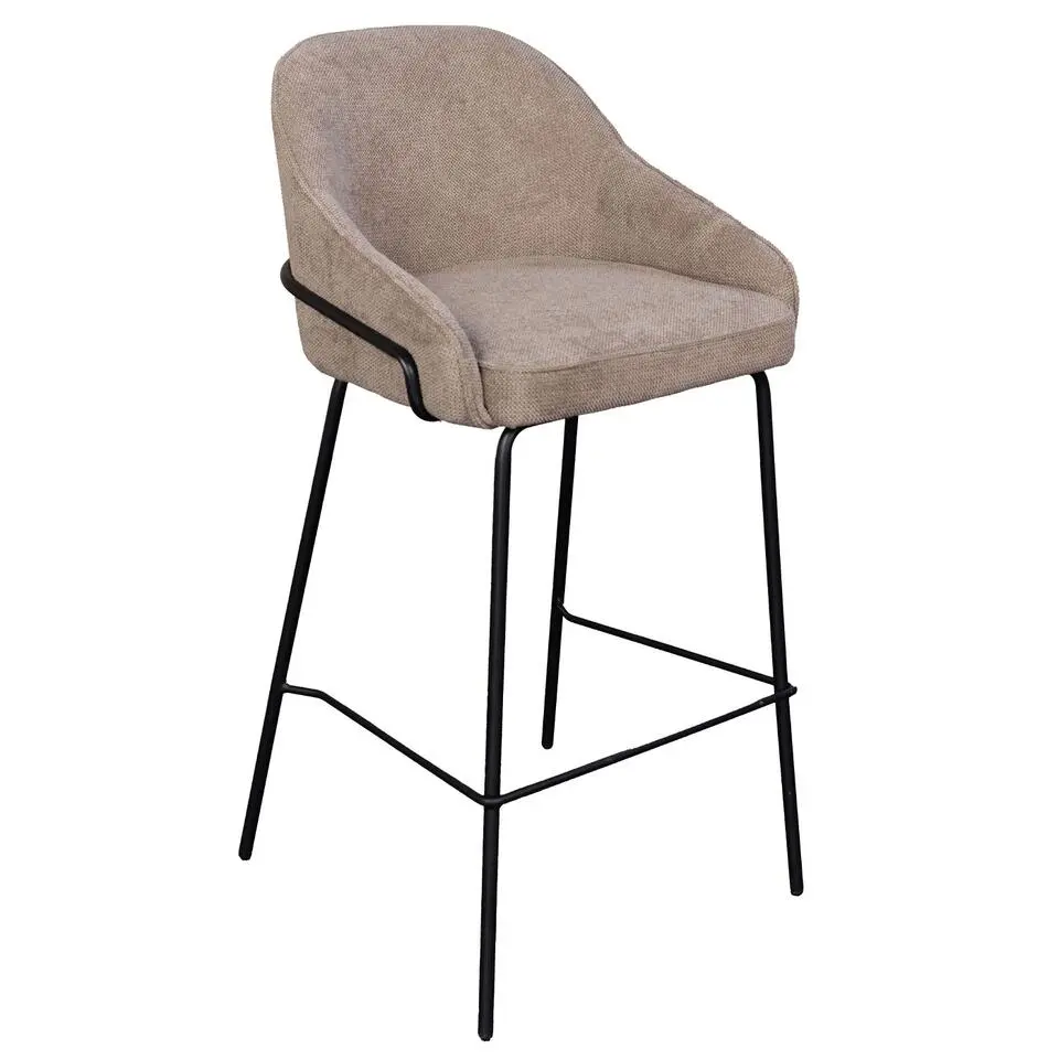 Barstoel Taupe - Zithoogte 65cm - Scandinavisch - Stoel Maxime - Set van 2