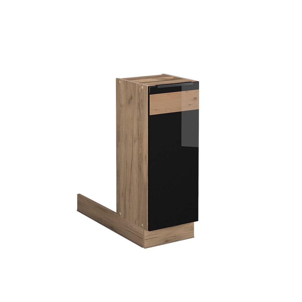 Vicco Regalinselunterschrank Küchenschrank Küchenmöbel Fame-Line Eiche Schwarz 30 cm modern Hochglanz