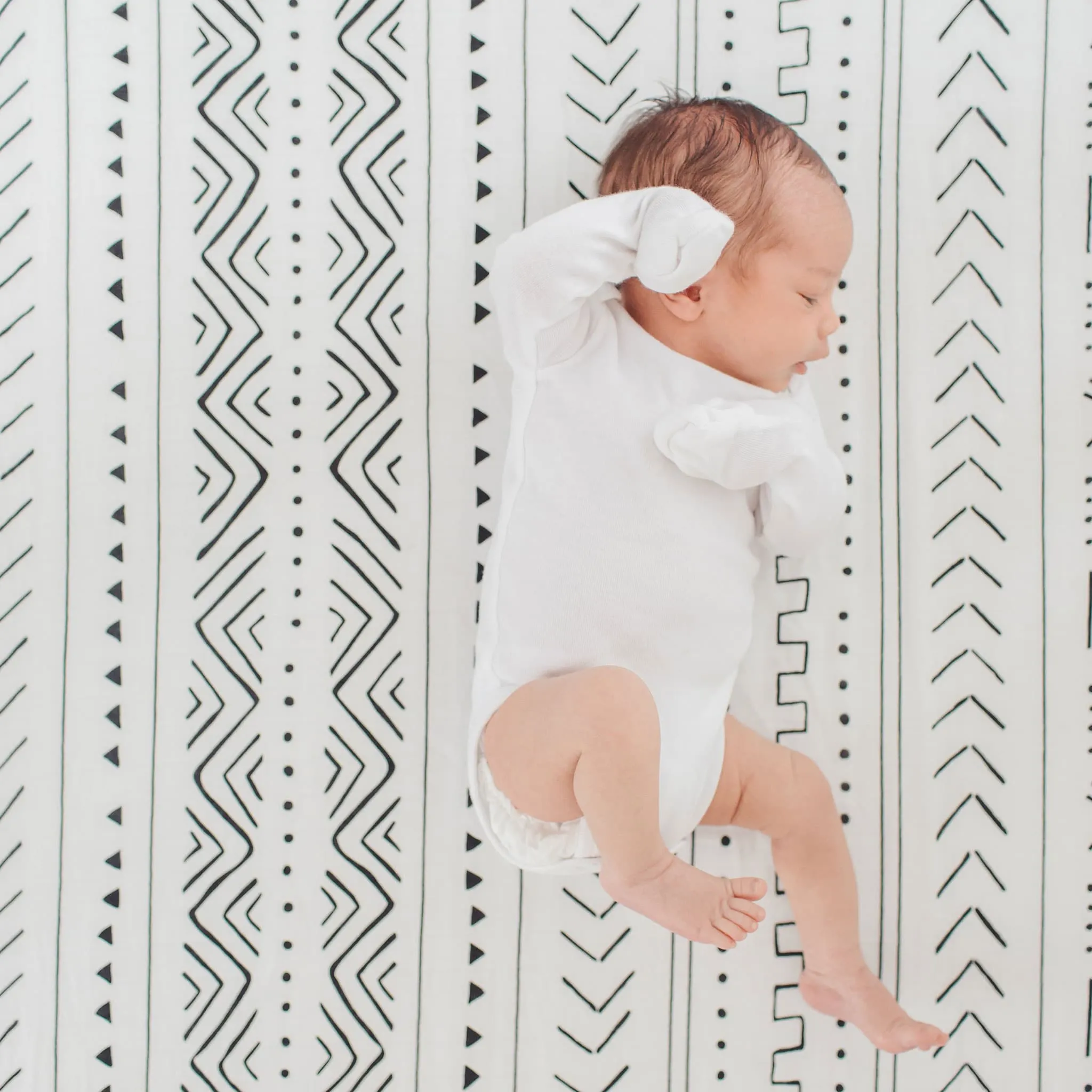 Loulou Lollipop Drap Contour pour Lit de Bébé - Mousseline Bambou Blanc