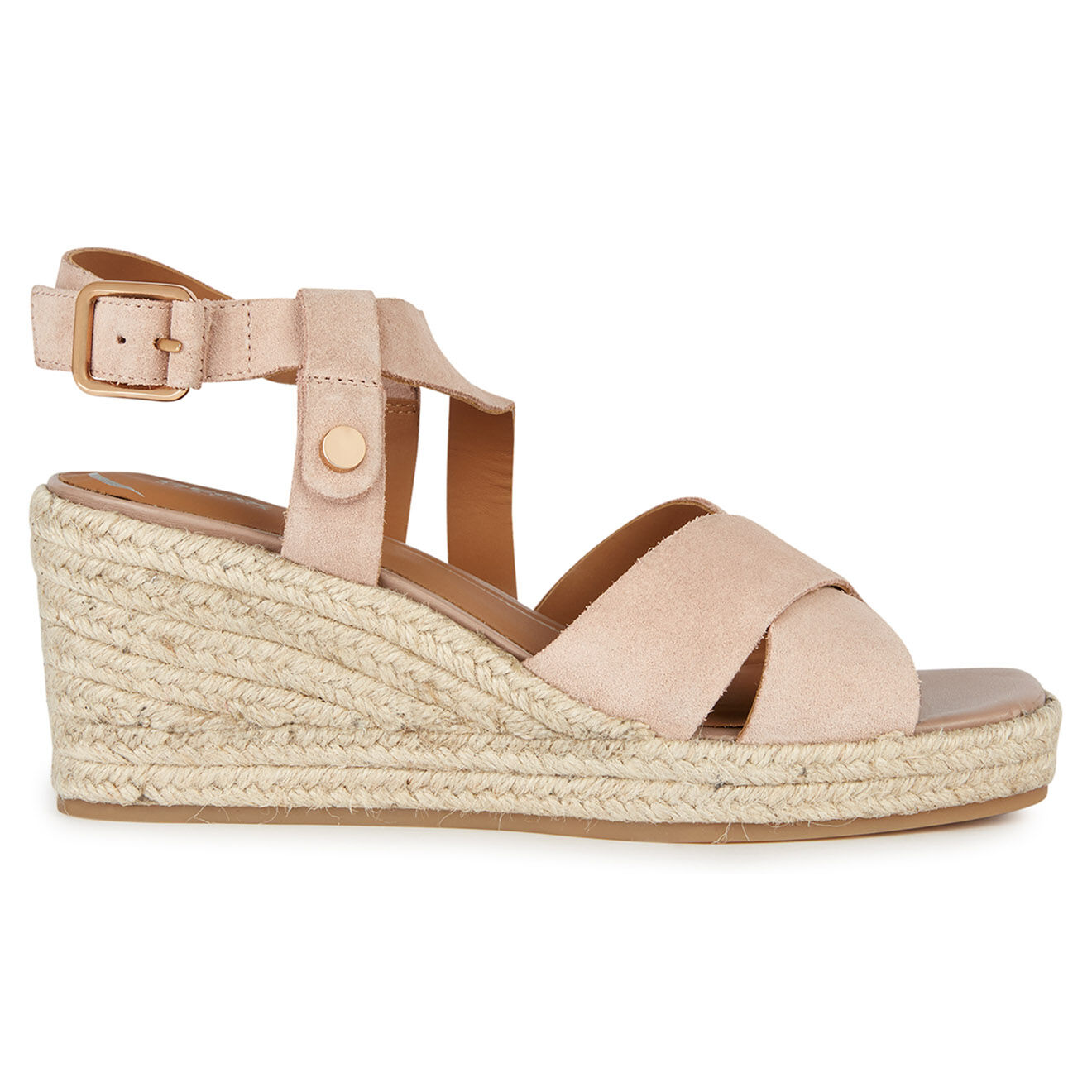 Geox Sandales en Velours de Cuir compensées Panarea roses - Talon 7.5 cm