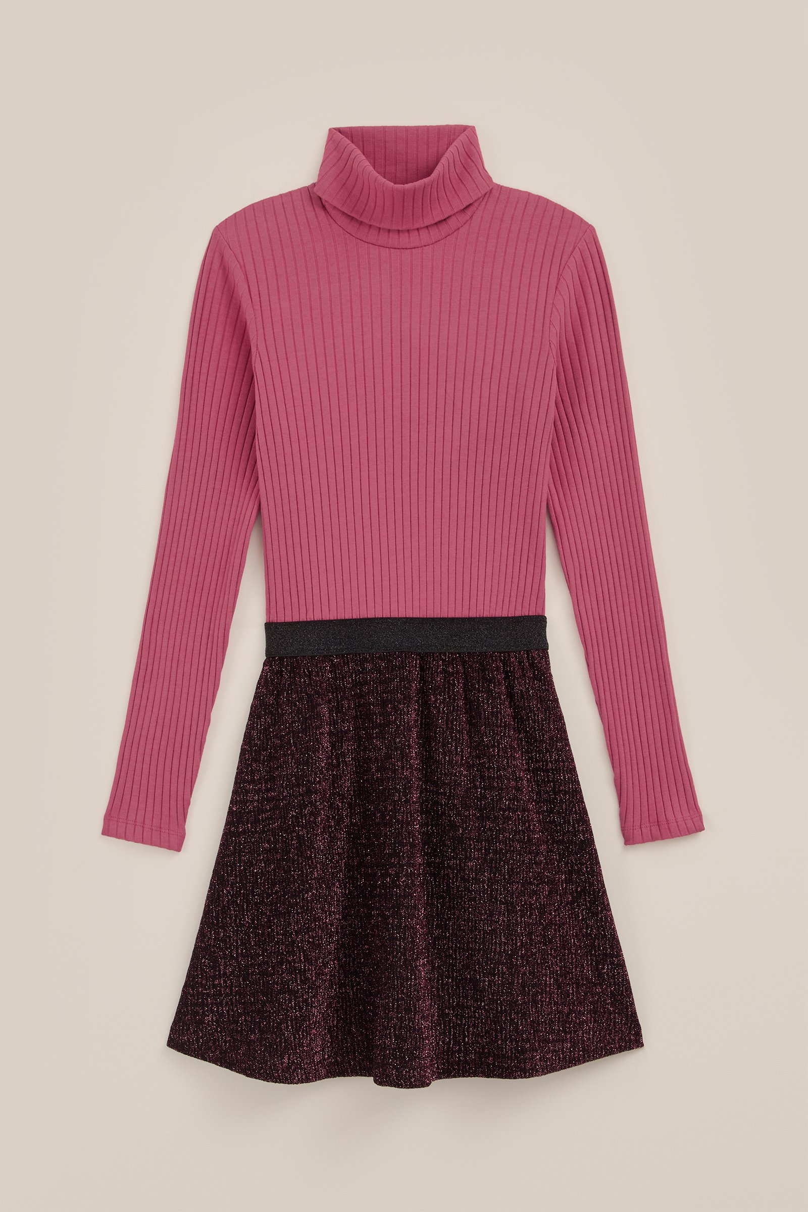 Meisjes jurk met glittergaren WE Fashion Roze