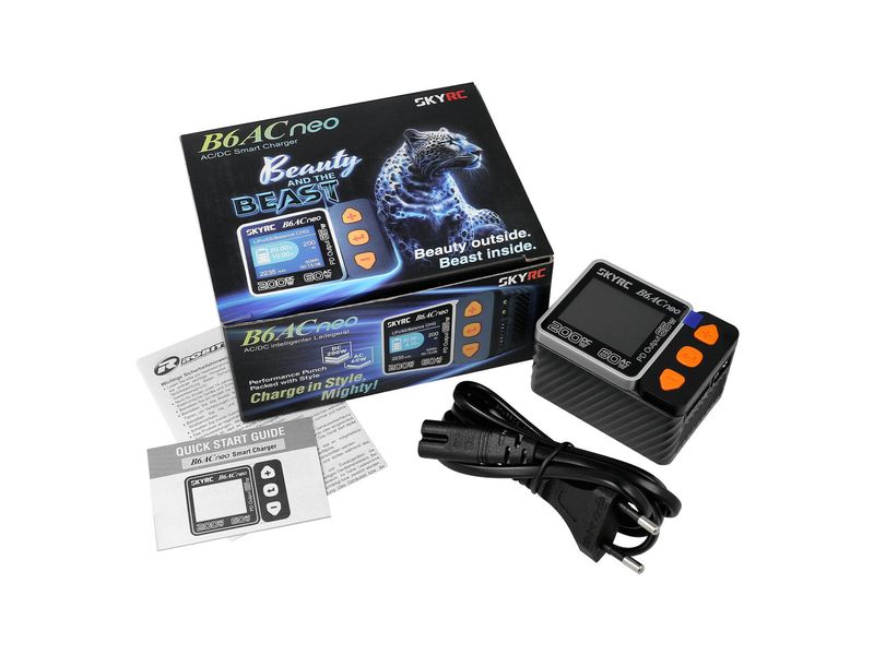 SKYRC Ladegerät B6AC Neo 60W AC, 200W DC, 1-6S Kompaktes Modellbau-Ladegerät für LiPo und NiMH Akkus
