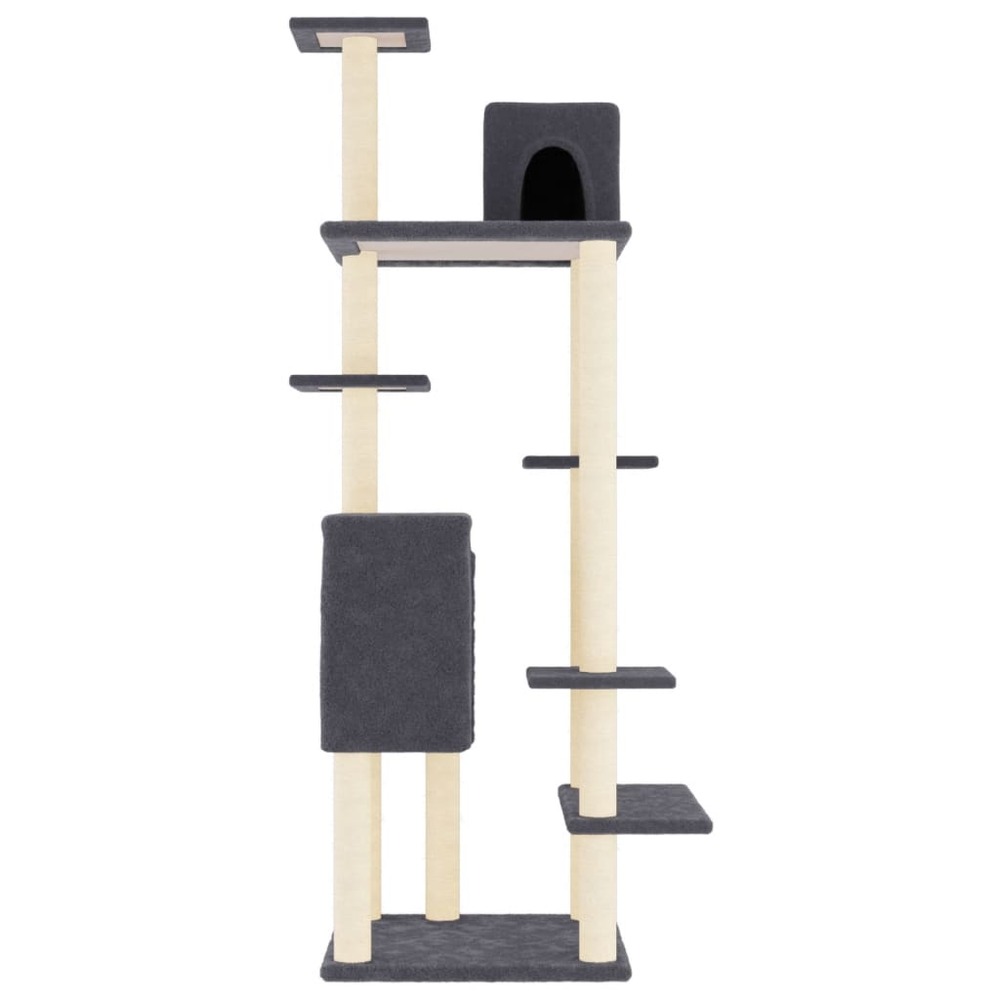 Arbre à chat avec griffoirs en sisal gris foncé 154 cm
