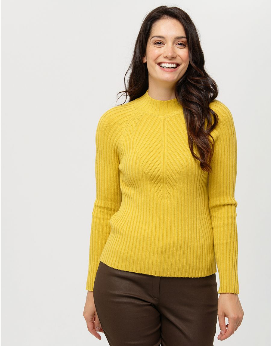 Pull col montant jaune