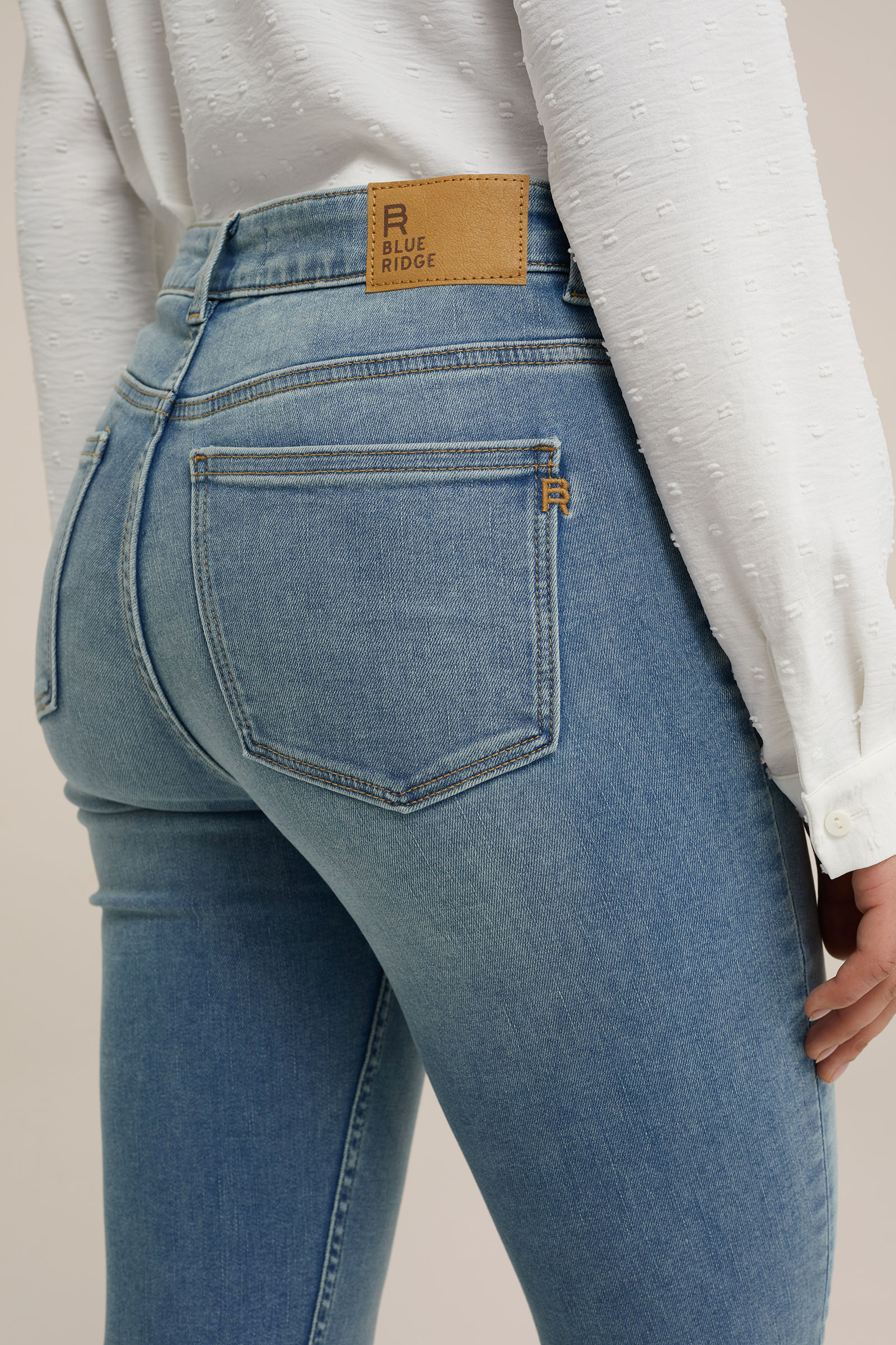mid rise superskinny jeans met superstrech Blue Ridge Blauw