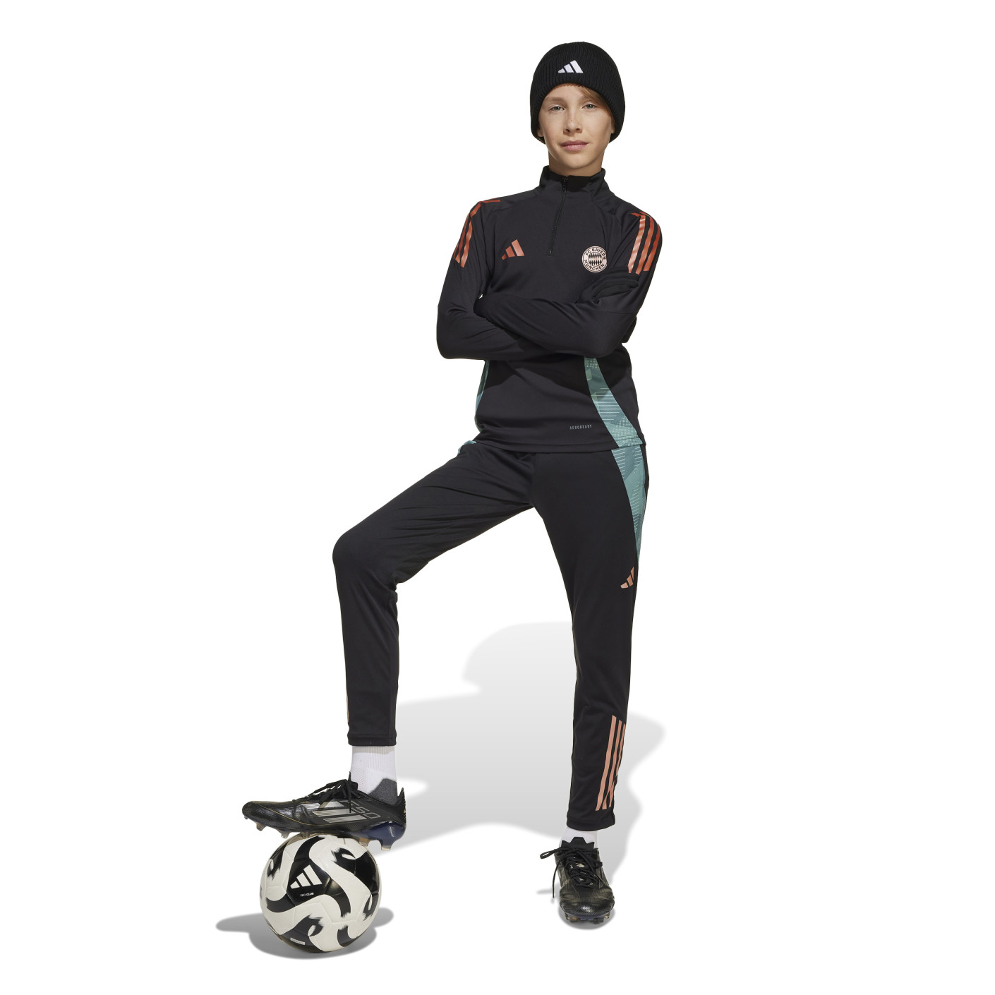 adidas Bayern München Trainingspak 1/4-Zip 2024-2025 Kids Zwart Groen Brons