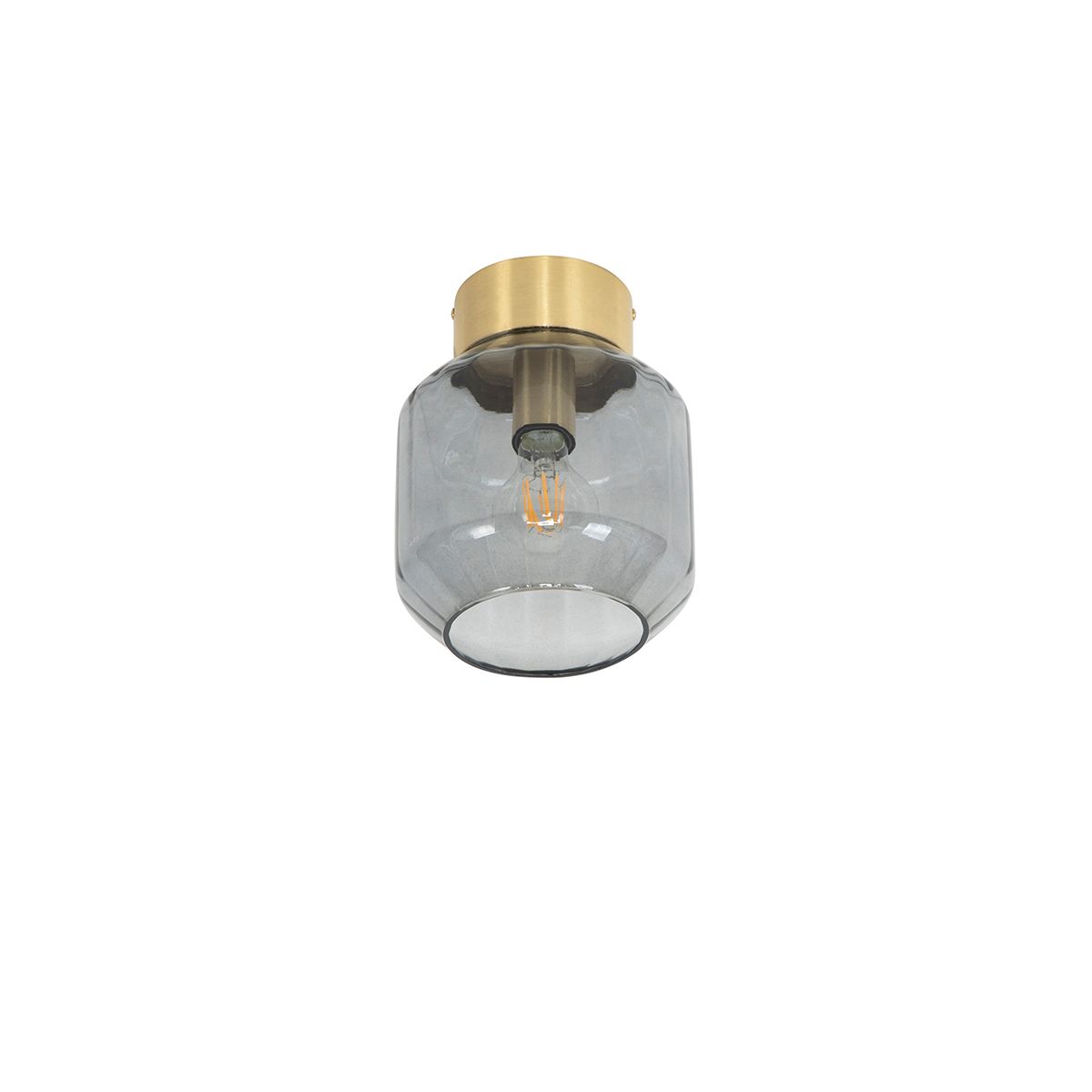 Smart plafondlamp messing met smoke glas incl. Wifi A60 - Stiklo