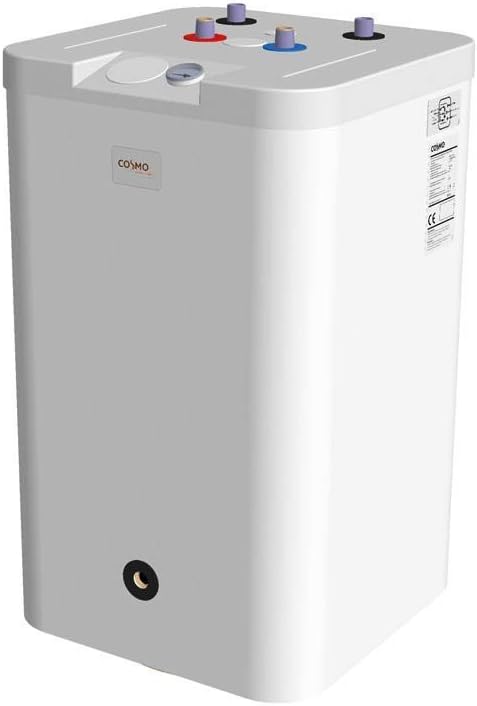 COSMO Warmwasserspeicher CSTS 120 | 120 L Unterstell-Speicher mit Glattrohr-Wärmetauscher | emailliert, PU-Isolierung, Thermometer, Magnesiumanode | für wandhängende Wärmeerzeuger