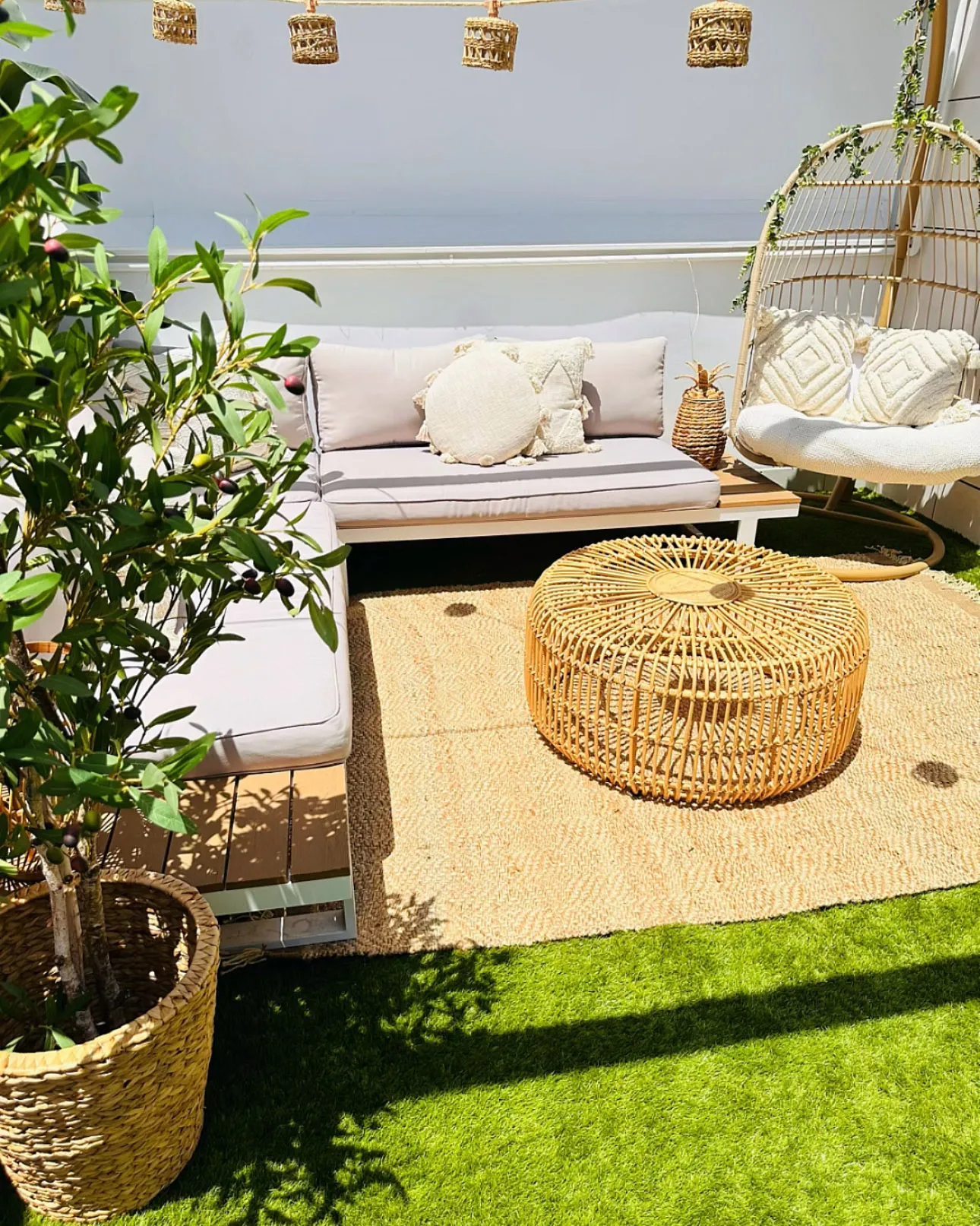 Tuin salontafel RANDAZZO 85 cm 85 cm Rotan Lichtbruin