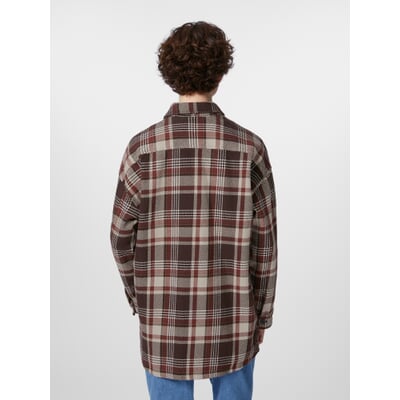 Damen-Hemdjacke kariert, Braunrot