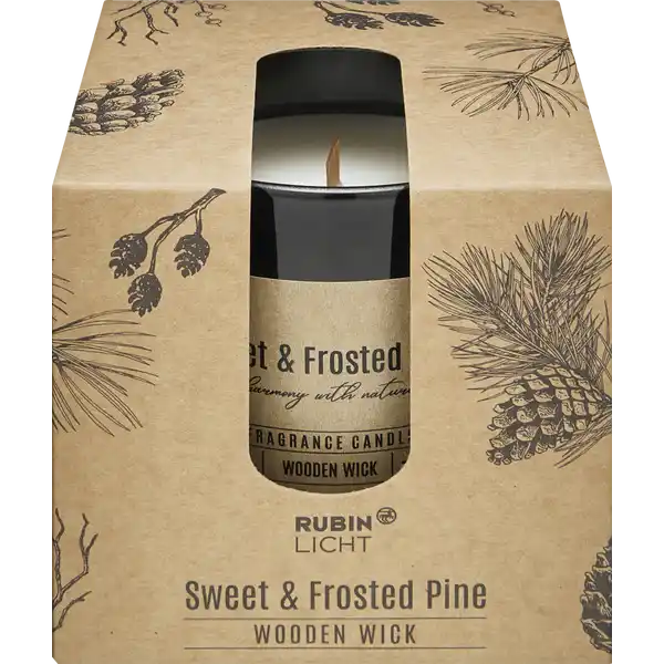Duftglas mit Holzdocht Sweet & Frosted Pine