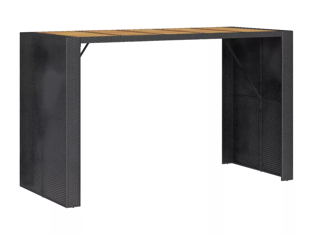 Prolenta Premium - Table de bar de jardin et dessus en bois acacia résine tressée