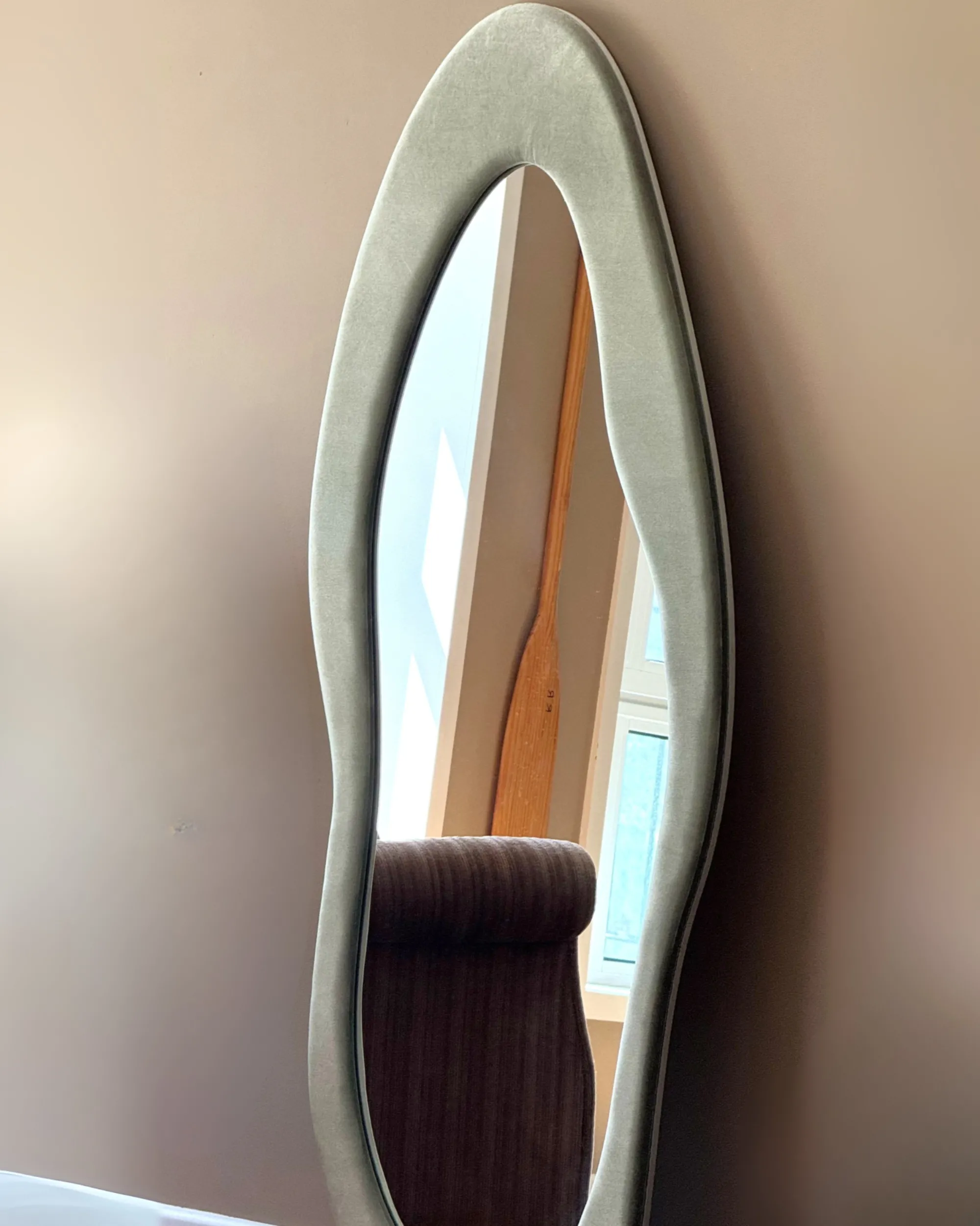 Wandspiegel REIGNY 57 cm 160 cm Fluweel Olijfgroen