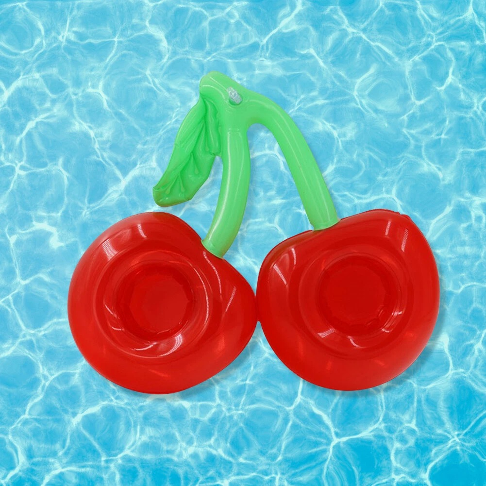 (38x32cm) Aufblasbarer Becherhalter Getränke Kühler Schwimmender Flaschen Dosenhalter für 2 Getränke - Kirschen