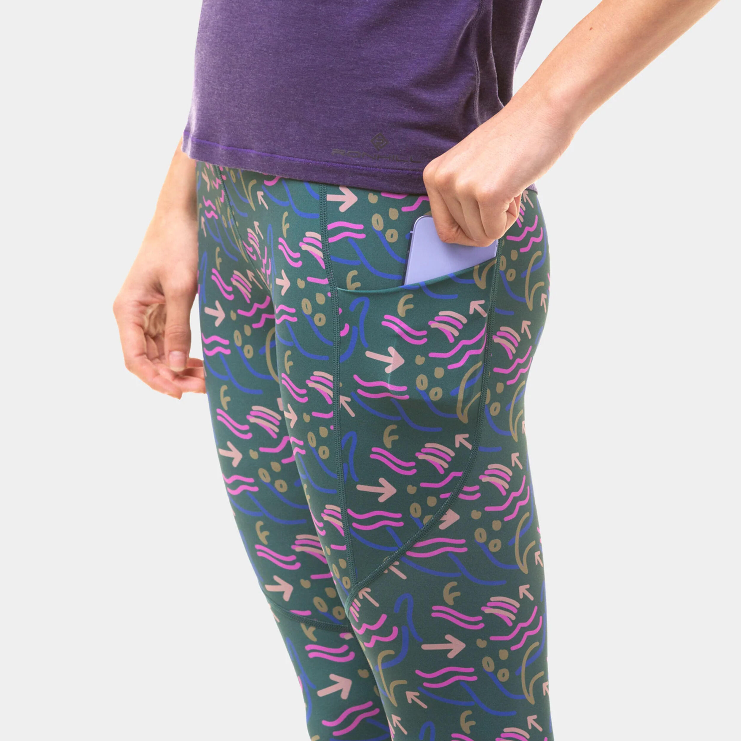 Ronhill Tech Crop Collant De Course Femmes - Bleu Petrol, Multicouleur