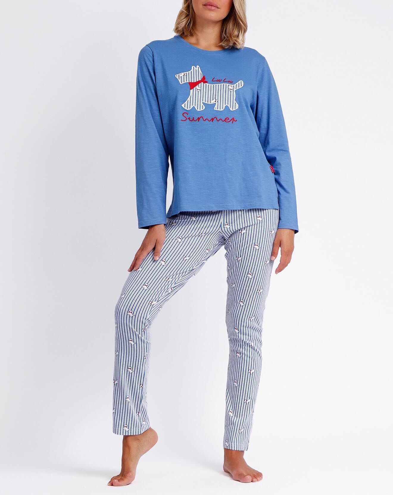 Admas Pyjama Haut à manches longues & Pantalon Amara bleu