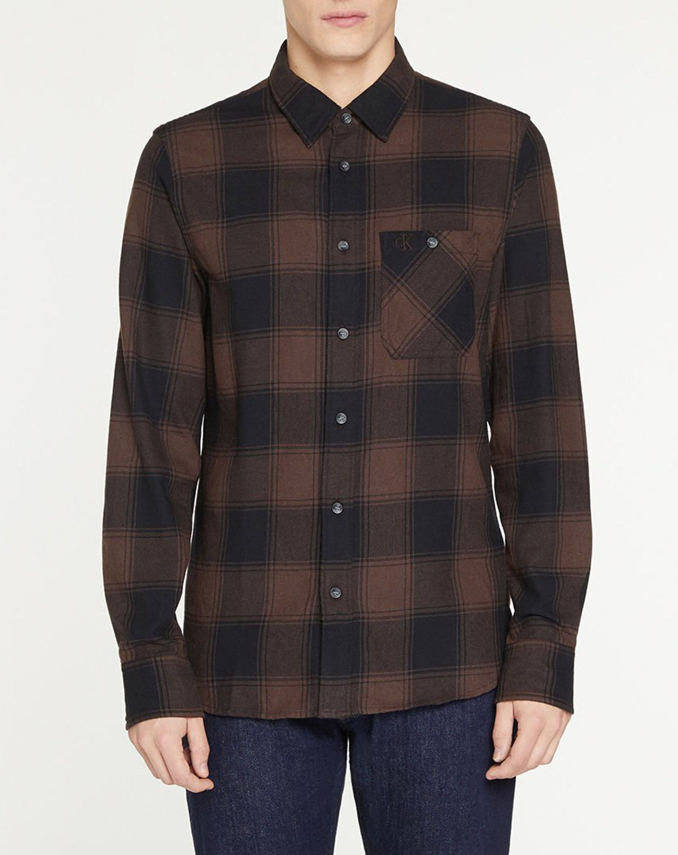 Calvin Klein Jeans Chemise droite Grunge Check à carreaux noir/marron
