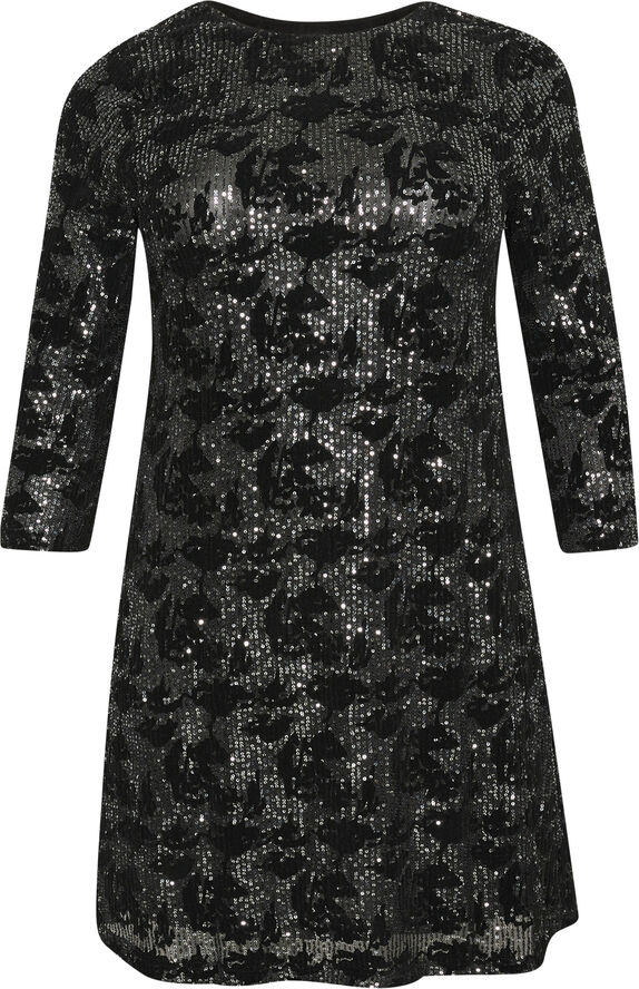 Kaffe Curve KCBrit Sequin Dress Black/dark silver sequin