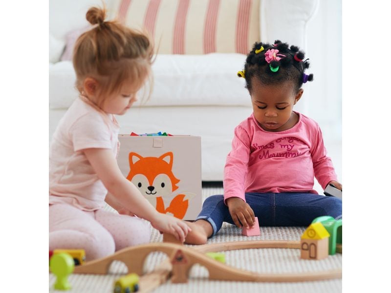 relaxdays Spielzeugbox Fuchs Faltbare Aufbewahrungsbox für das Kinderzimmer
