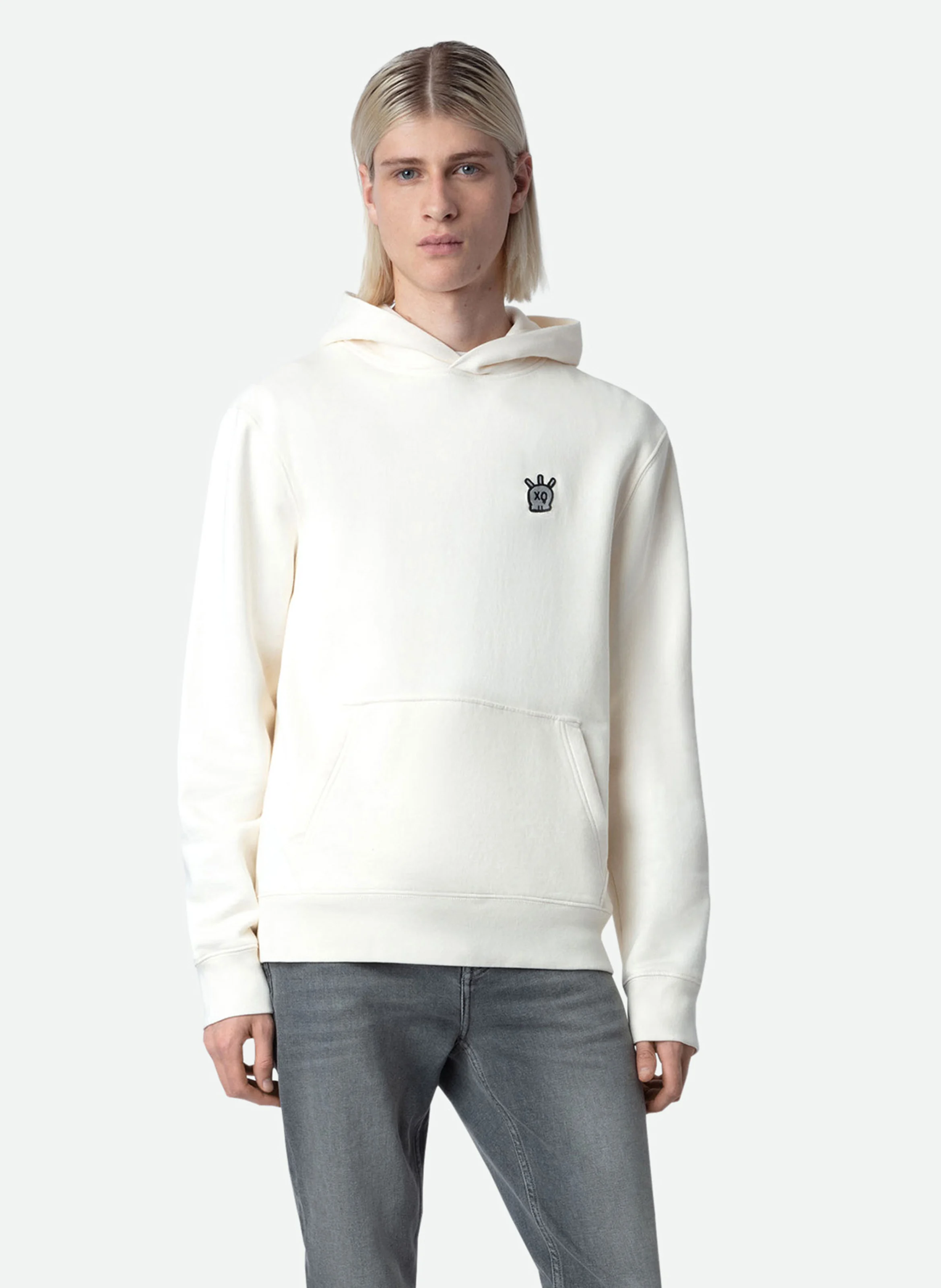 Sweat à capuche en coton imprimé | Blanc