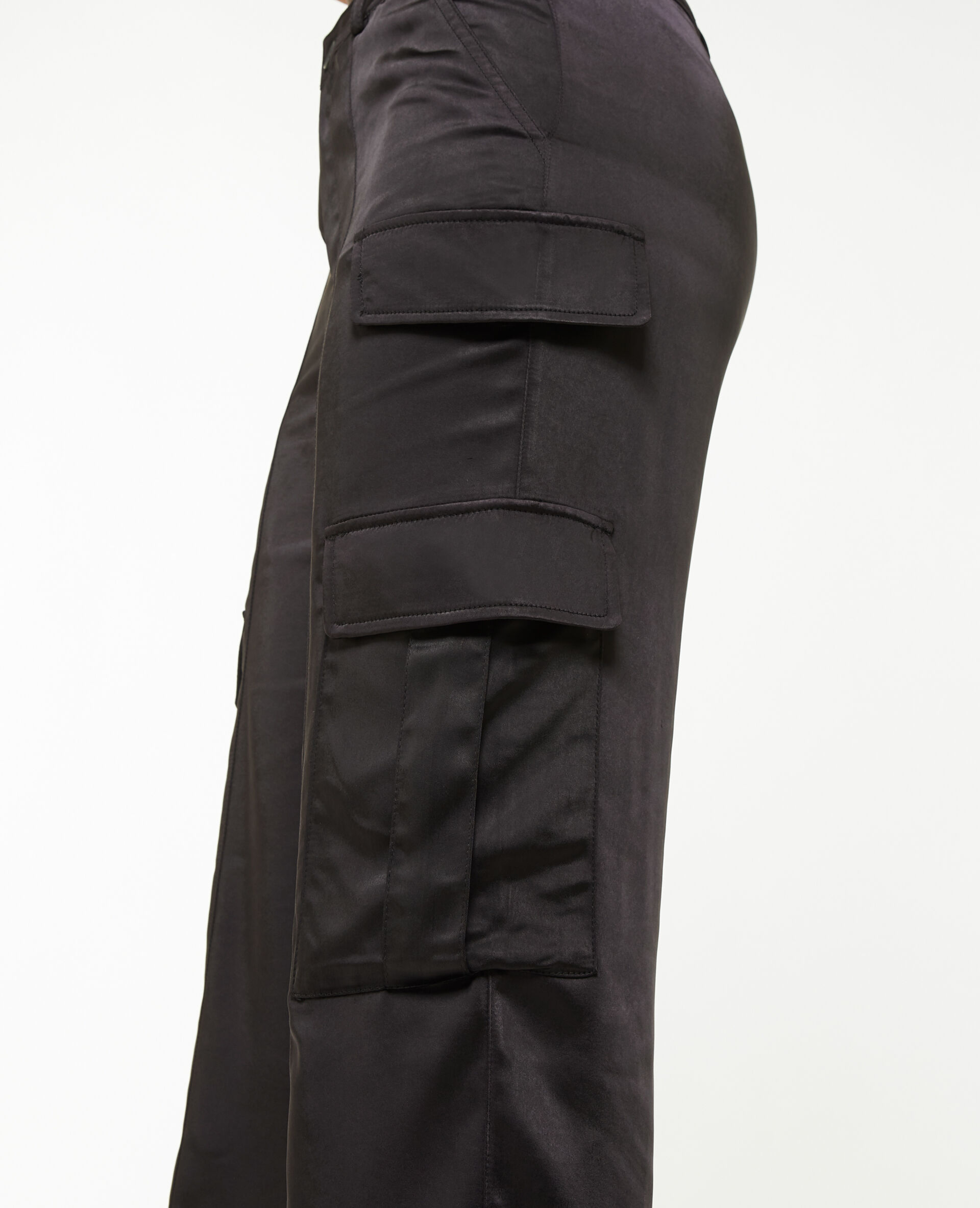 Pantalon cargo en satin - Noir