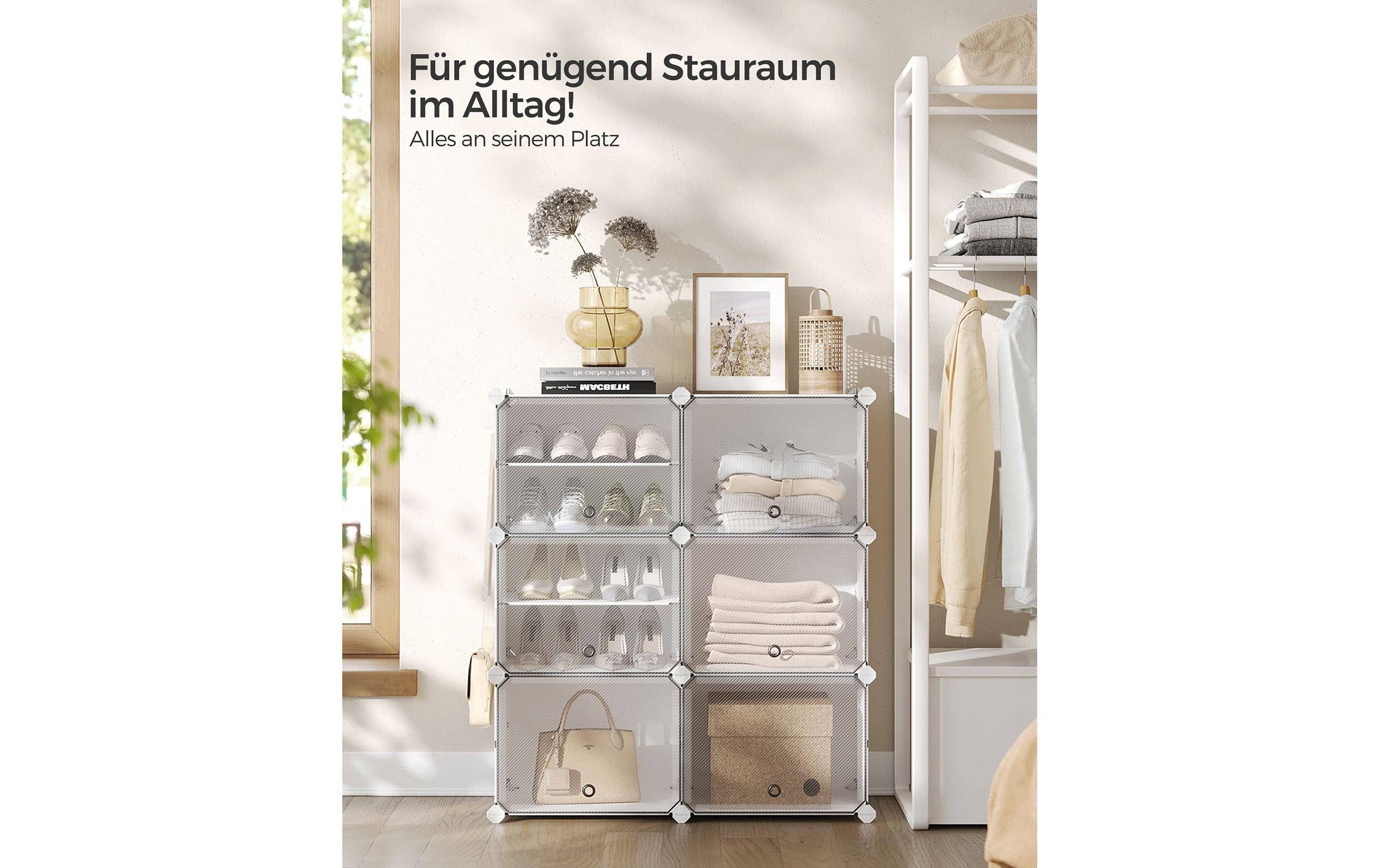 Schuhregal 82 x 92 cm, WeissSchuhorganizer mit 6 Fächern