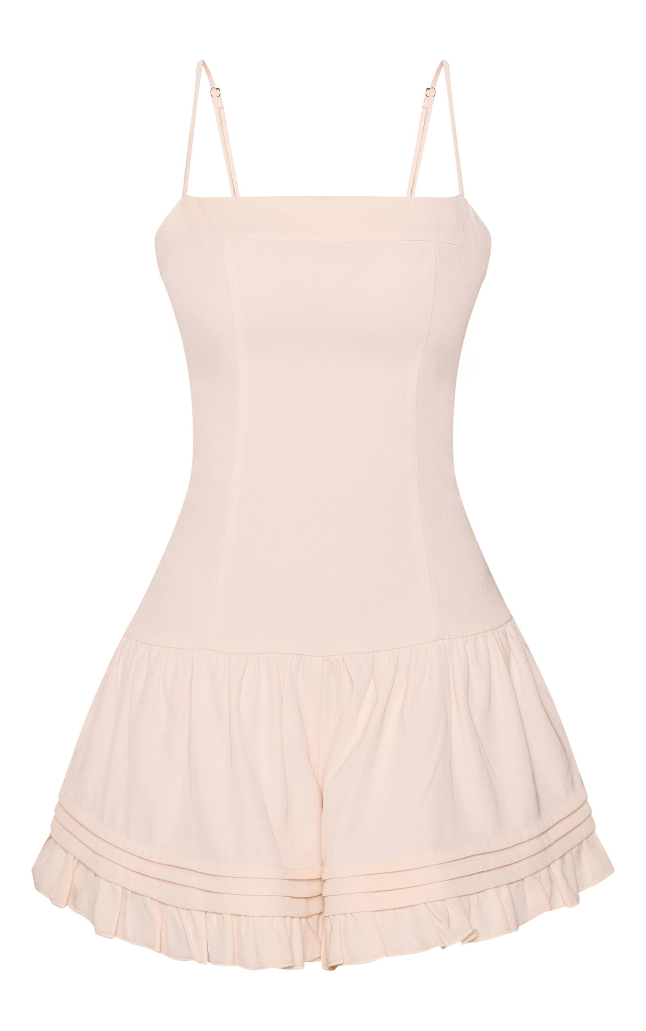 Crème Combi-short Corset À Détail De Lacet Tissé