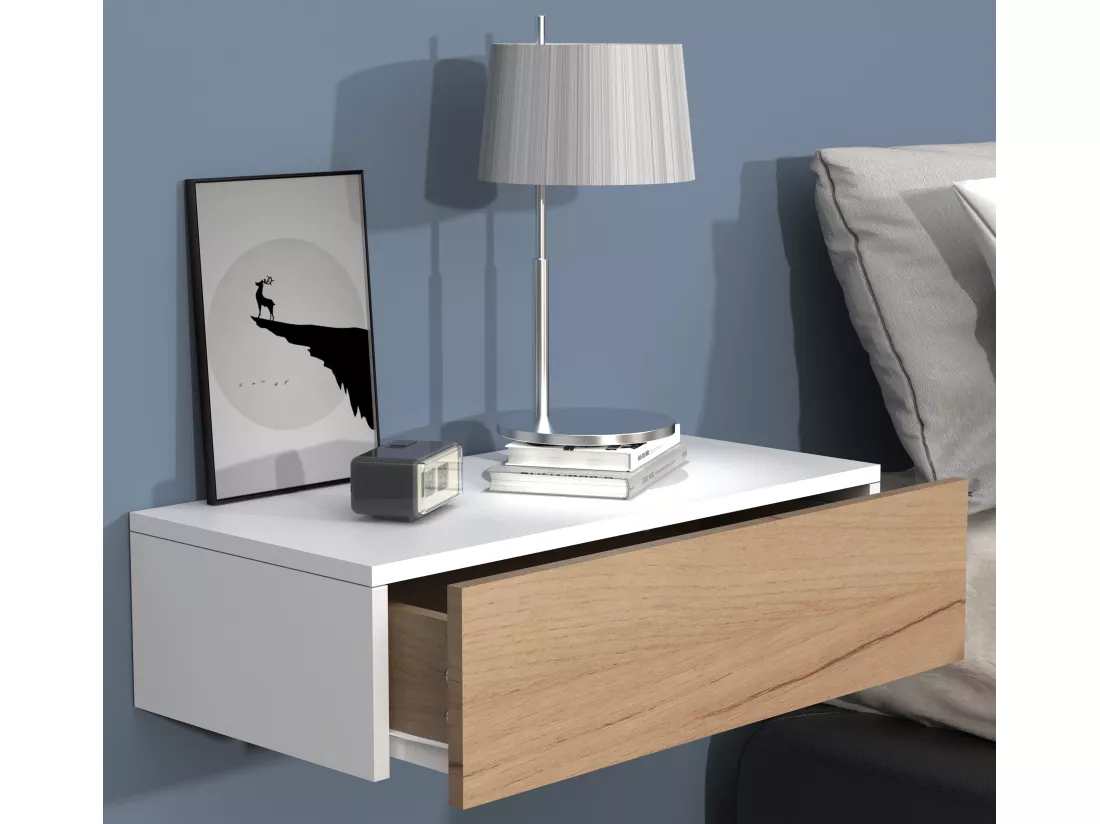 Table de nuit murale suspendue en bois Usal M 60 cm