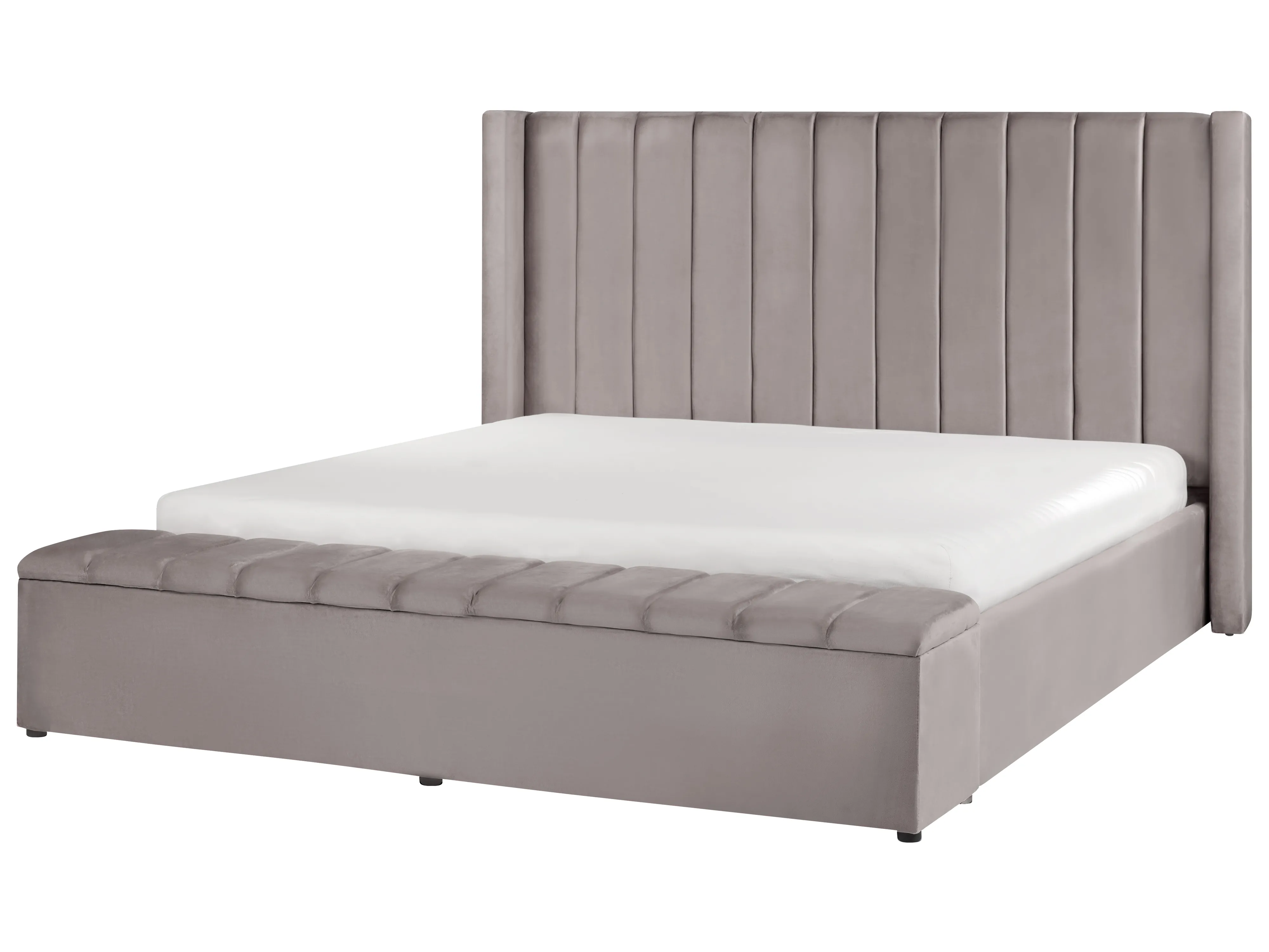 Waterbed met opbergbank Fluweel NOYERS 180 x 200 cm Grijs