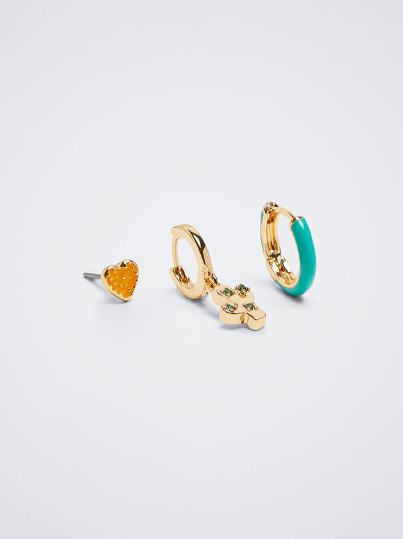 Conjunto de Anéis com Berloques e Zircônias - Multicor