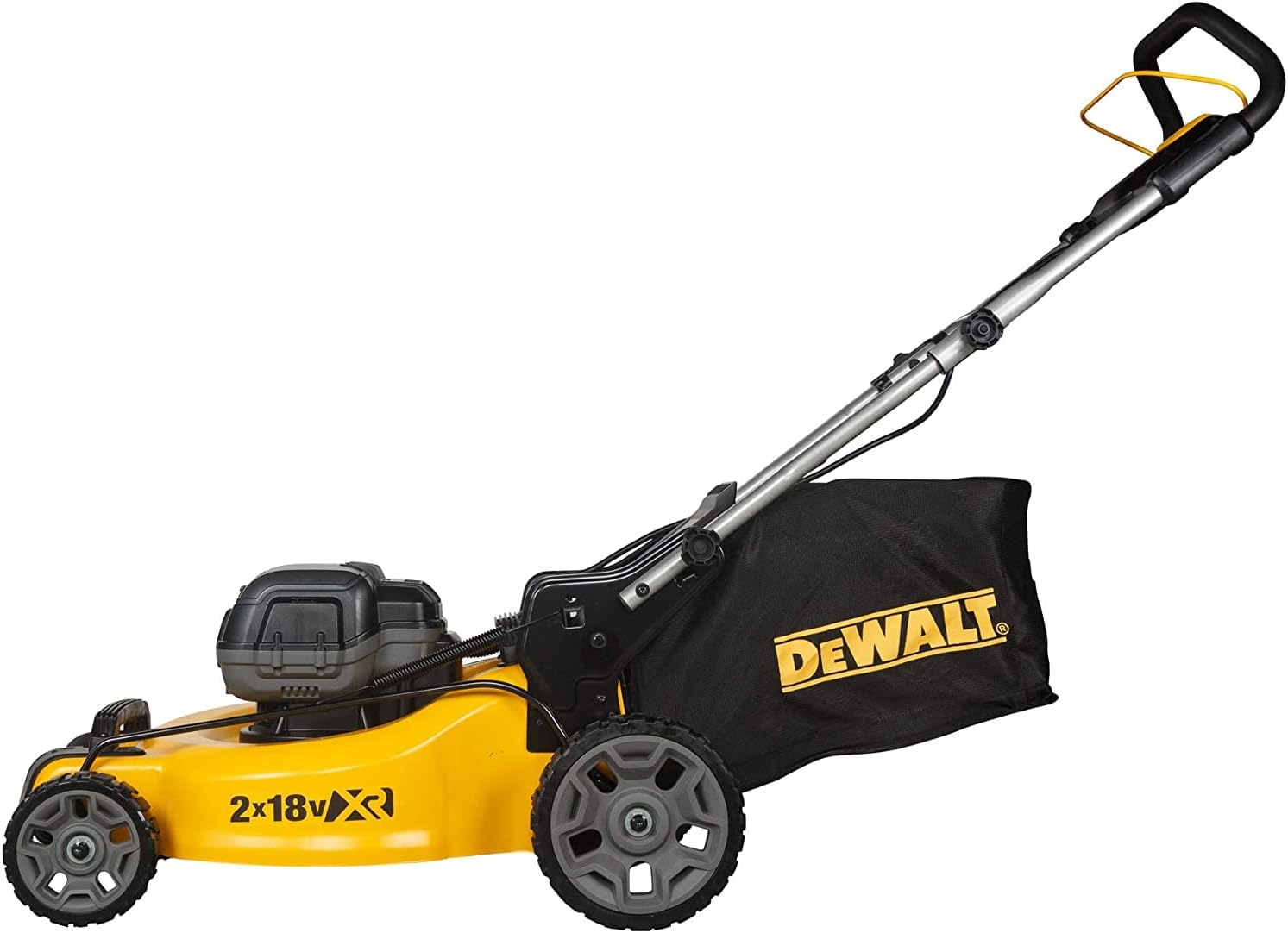 DEWALT - Tondeuse XR Brushless 18V 5Ah Li-Ion - DCMW564N-XJ - Tondeuse à Gazon sans Fil avec Sac de Ramassage de 55l - Largeur de Coupe 48cm - Tonte jusqu’à 800m2 - 36V