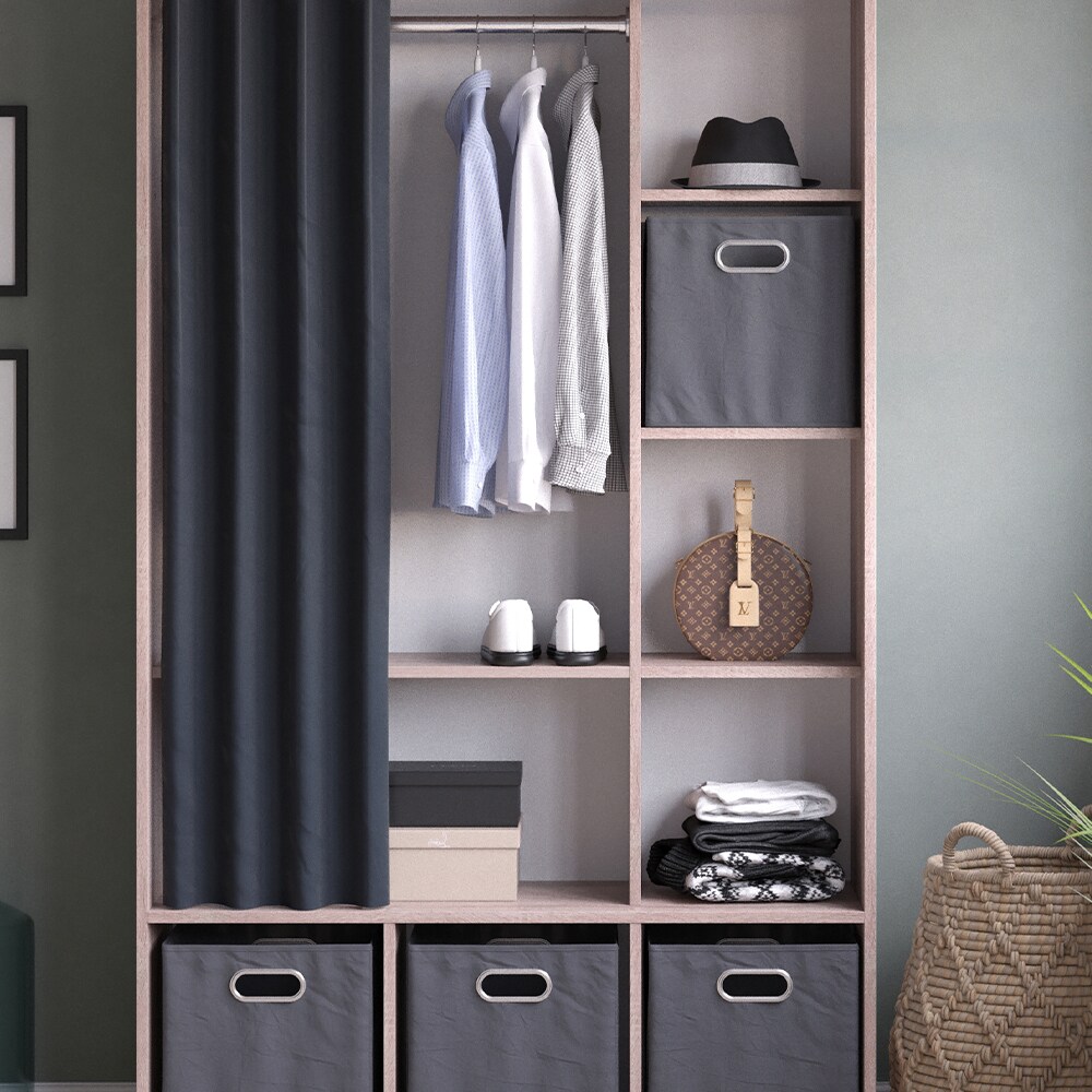Vicco Kleiderschrank Schlafzimmerschrank Garderobe Luigi Sonoma Faltbox 106 x 178 cm modern Schrankregal Organizer Vorhang Kleiderstange Fächer Aufbewahrung Ablage
