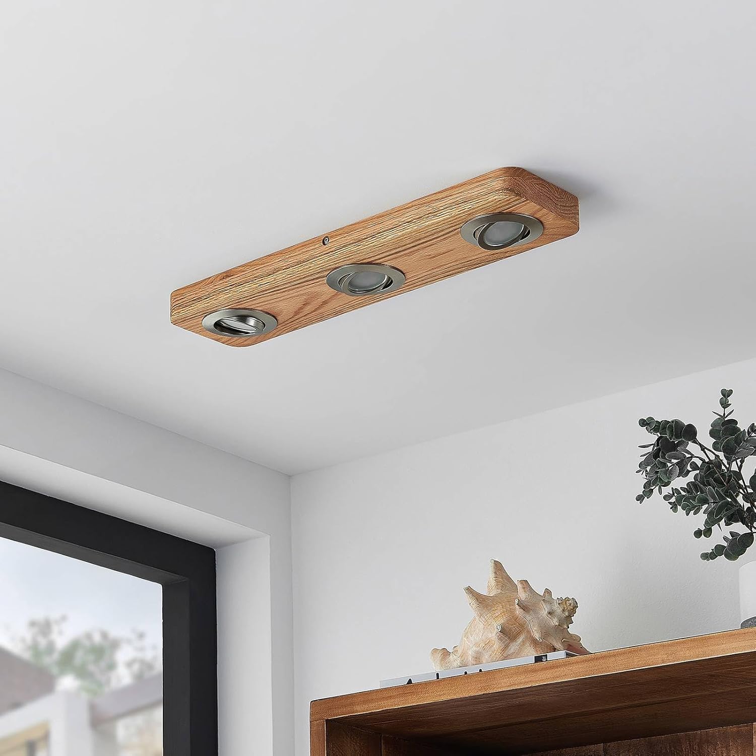 Lindby ,schwenkbar (Modern) aus Holz (3 flammig,) - Deckenleuchte Lampe Wohnzimmerleuchte