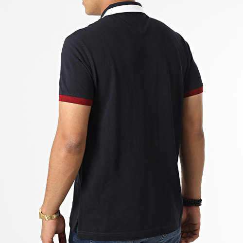 Polo Manches Courtes RWB Collar Cuff Block 7777 Bleu Marine