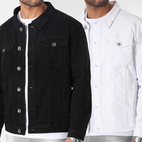Lot De 2 Vestes Jean Oversize Large 1070318 Noir Blanc