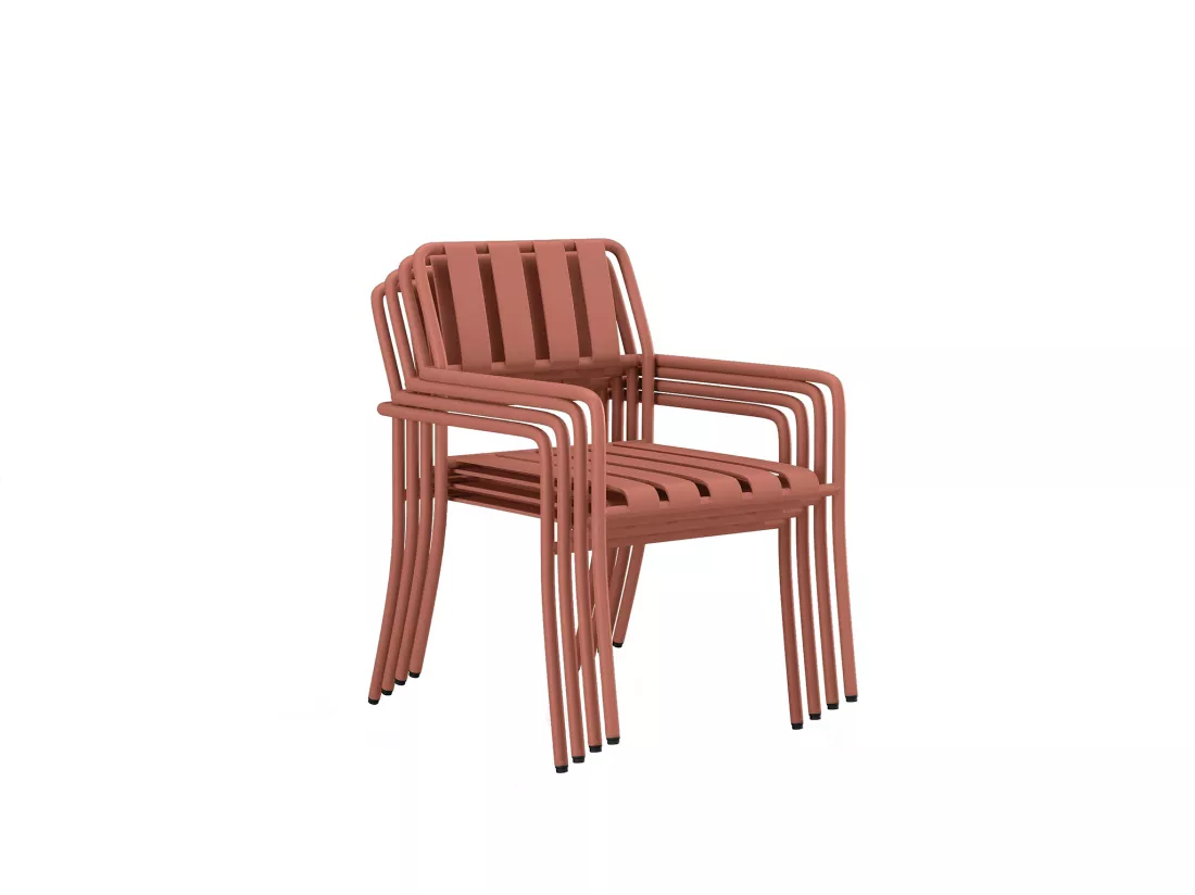 Lot de 2 fauteuils de jardin empilables en métal - Terracotta - BIRMOS de MYLIA