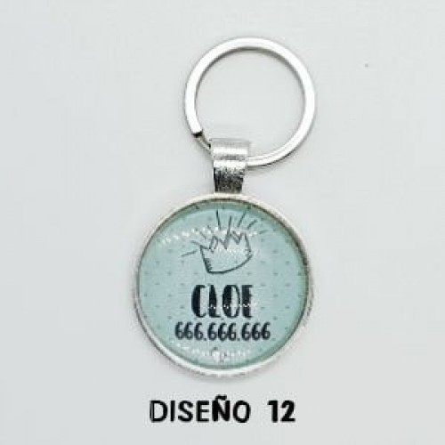 Placa de identificação para cães com desenho de coroa verde