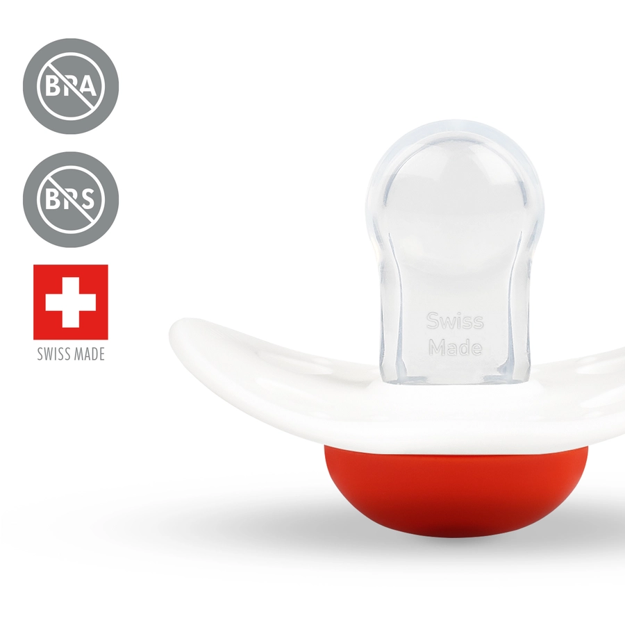 Medela Baby Schnuller Original 6-18 Monate DUO Signature 4 Stück in weiß, rot