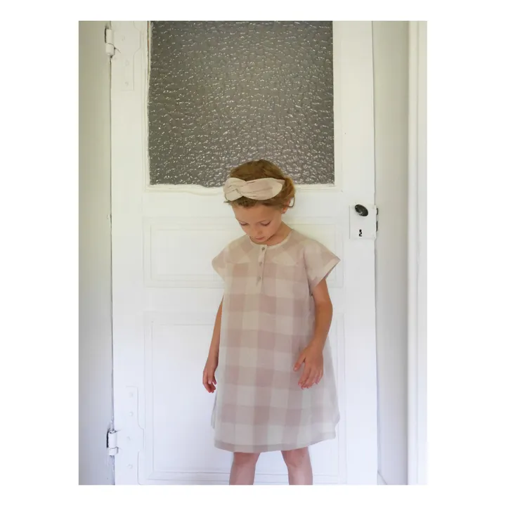 La Petite Collection Robe Lin Carreaux | Rose pâle