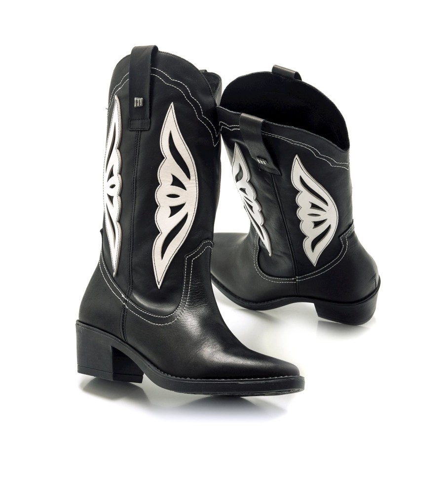 Botas Mustang Teo em couro preto - Salto de 5 cm -