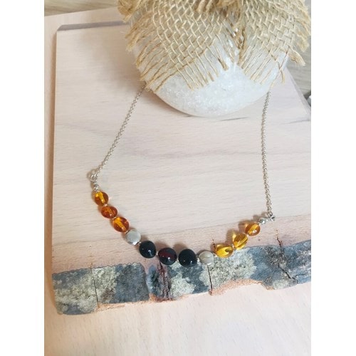 Collier ambre argent