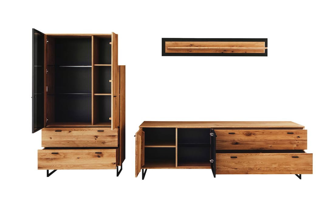 Wohnwand AREZZO II 3-teilig Wildeiche319 x 186 cm