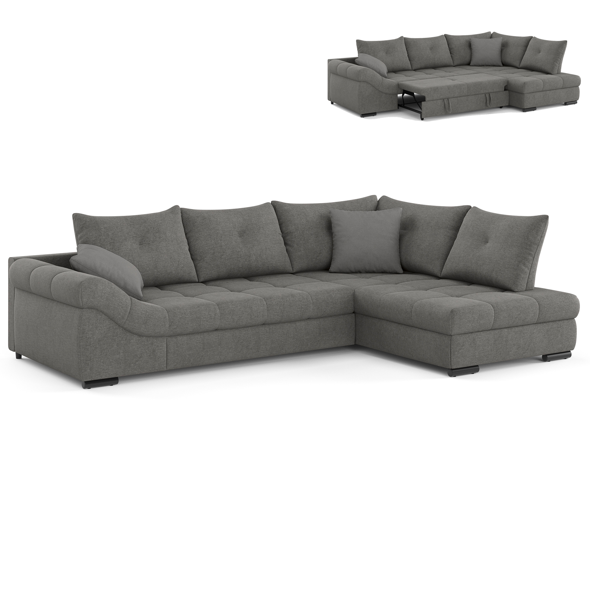 Ecksofa - anthrazit - Liegefunktion