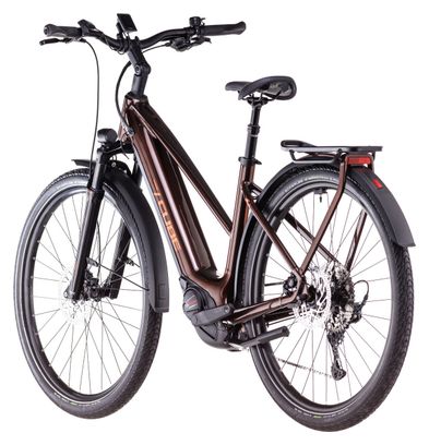 VTC Électrique Cube Touring Hybrid Pro 625 Trapeze Shimano Cues 11V 625 Wh 700 mm Marron Orange Cinnamon 2025